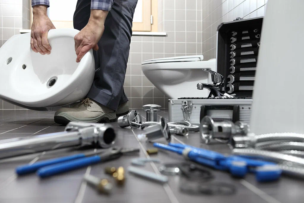 Plumbing tools prepared for a bathroom repair in Lemon Grove